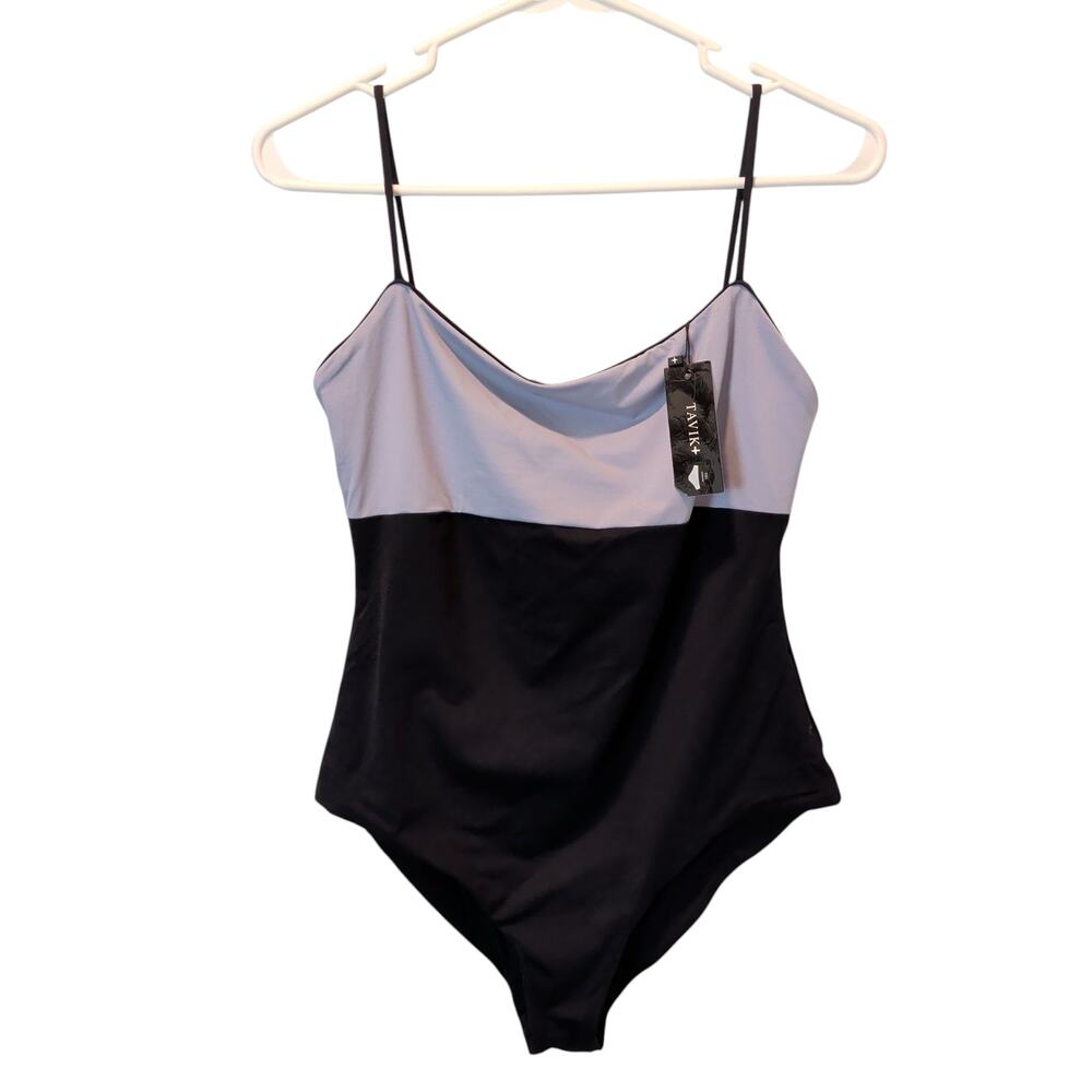 NWT Tavik Womens Sz L Scarlett One Piece Swimsuit Lilac Grey Black Full Coverage